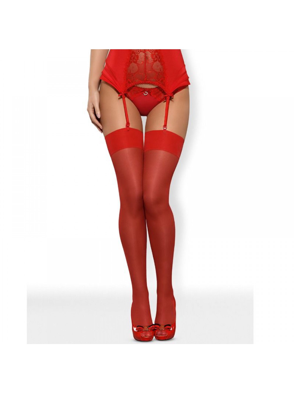 Чулки Passion Erotic Line S 025 Red, Красный, One size Pas_S 025 Red One size - Passion - Сексуальные чулки - Купить